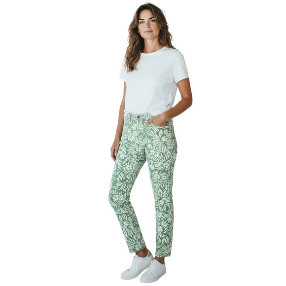 DVF Loves Current/Elliot‎ The Classic Skinny Mint Green Floral Print Jeans W 30 - Picture 8 of 8